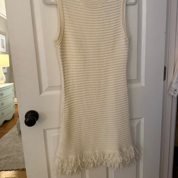 ZARA Checkered Knit Dress With Fringe - Picture 2 of 3